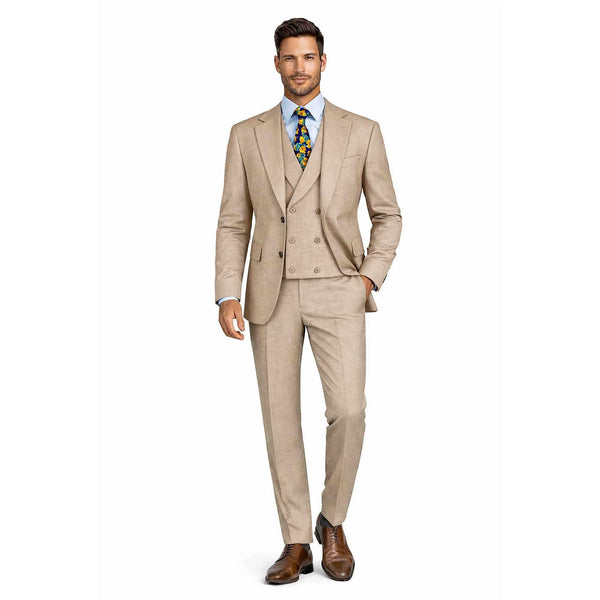 Men's Modern Fit 3-PC Suit, 2-Button, Stretch Fabric, Adjust Waist, TAUPE
