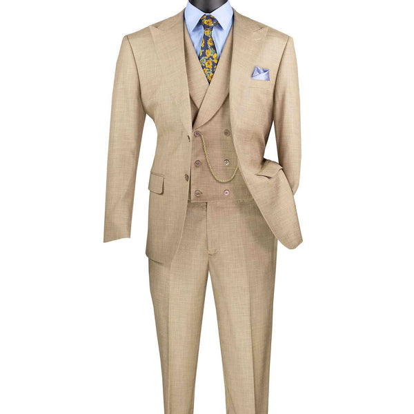 Men's Modern Fit 3-PC Suit, 2-Button, Stretch Fabric, Adjust Waist, TAUPE