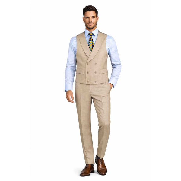 Men's Modern Fit 3-PC Suit, 2-Button, Stretch Fabric, Adjust Waist, TAUPE