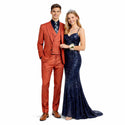 Men's 3-PC Fashion Suit, Modern Fit, Fancy Vest, Prom Wedding, Stretch Fabric, BRICK RED