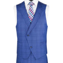 Luxurious Men's Modern-Fit 3-Piece Glen Plaid Suit-Blue