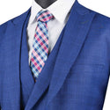 Luxurious Men's Modern-Fit 3-Piece Glen Plaid Suit-Blue