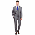 Luxurious Men's Modern-Fit 3-Piece Glen Plaid Suit