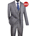 Luxurious Men's Modern-Fit 3-Piece Glen Plaid Suit