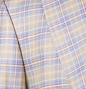 Luxurious Men's Modern-Fit, 3-Piece Windowpane Suit Blue (Stretch Fabric)