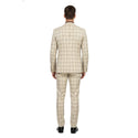 Luxurious Men's Modern-Fit, 3-Piece Windowpane Suit Khaki (Stretch Fabric)