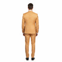 Luxurious Men's Modern-Fit, 3-Piece Windowpane Suit Orange (Stretch Fabric)