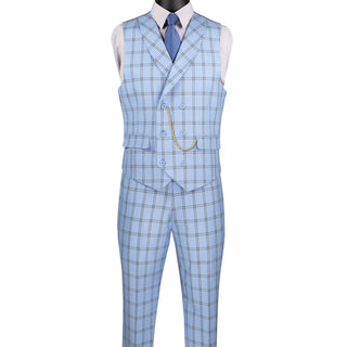 Luxurious Men's Modern-Fit, 3-Piece Windowpane Suit