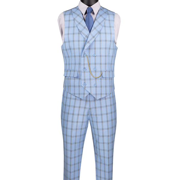 Luxurious Men's Modern-Fit, 3-Piece Windowpane Suit