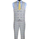 Luxurious Men's Modern-Fit, 3-Piece Windowpane Suit (Stretch Fabric)