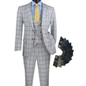 Luxurious Men's Modern-Fit, 3-Piece Windowpane Suit (Stretch Fabric)