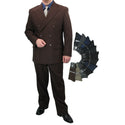 Men's Regular-Fit Double-Breasted Dress Suit Brown Triple Blessings