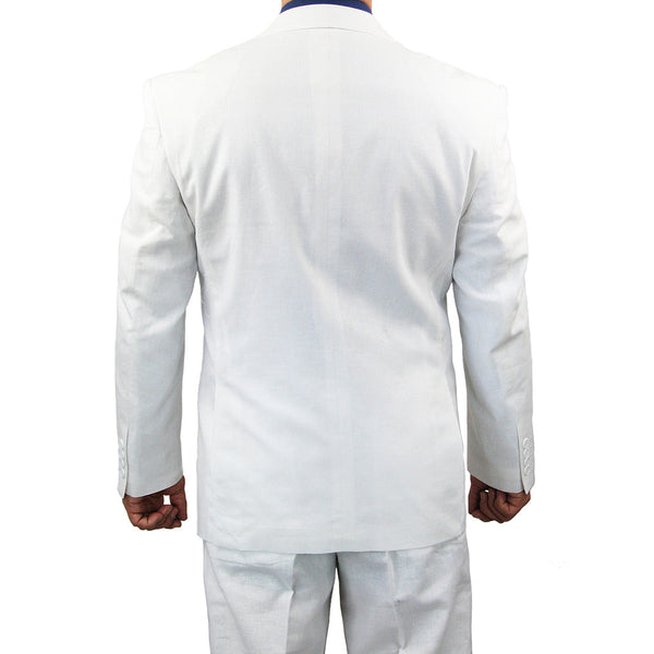 SALE! Sharp Hand Tailored Mens 2pc. 2 Button Linen Blend Suit - WHITE Triple Blessings