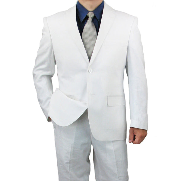 SALE! Sharp Hand Tailored Mens 2pc. 2 Button Linen Blend Suit - WHITE Triple Blessings