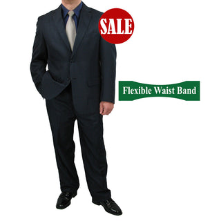 SALE! Sharp Mens 2pc. 2-B Comfortable Stretch Waist Suit - NAVY Triple Blessings