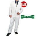 SALE! Sharp Mens 2pc. 2-B Comfortable Stretch Waist Suit - WHITE Triple Blessings