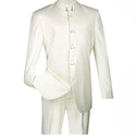Sharp Banded Collar Nehru Church Suit Ivory Triple Blessings