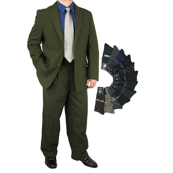 Stylish Men's Regular-Fit Suit Olive Triple Blessings