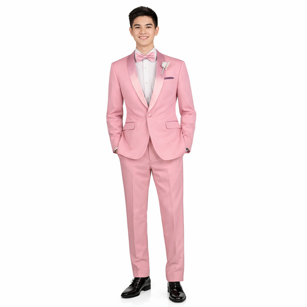 Luxurious Men Slim-Fit Stretch Tuxedo,Adjust Waist Band, Matching Bow Tie, Pocket Square & Socks