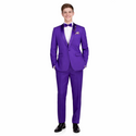 Luxurious Men Slim-Fit Stretch PURPLE Tuxedo, Adjustable Waist Band, Bow Tie, Pocket Square & Socks